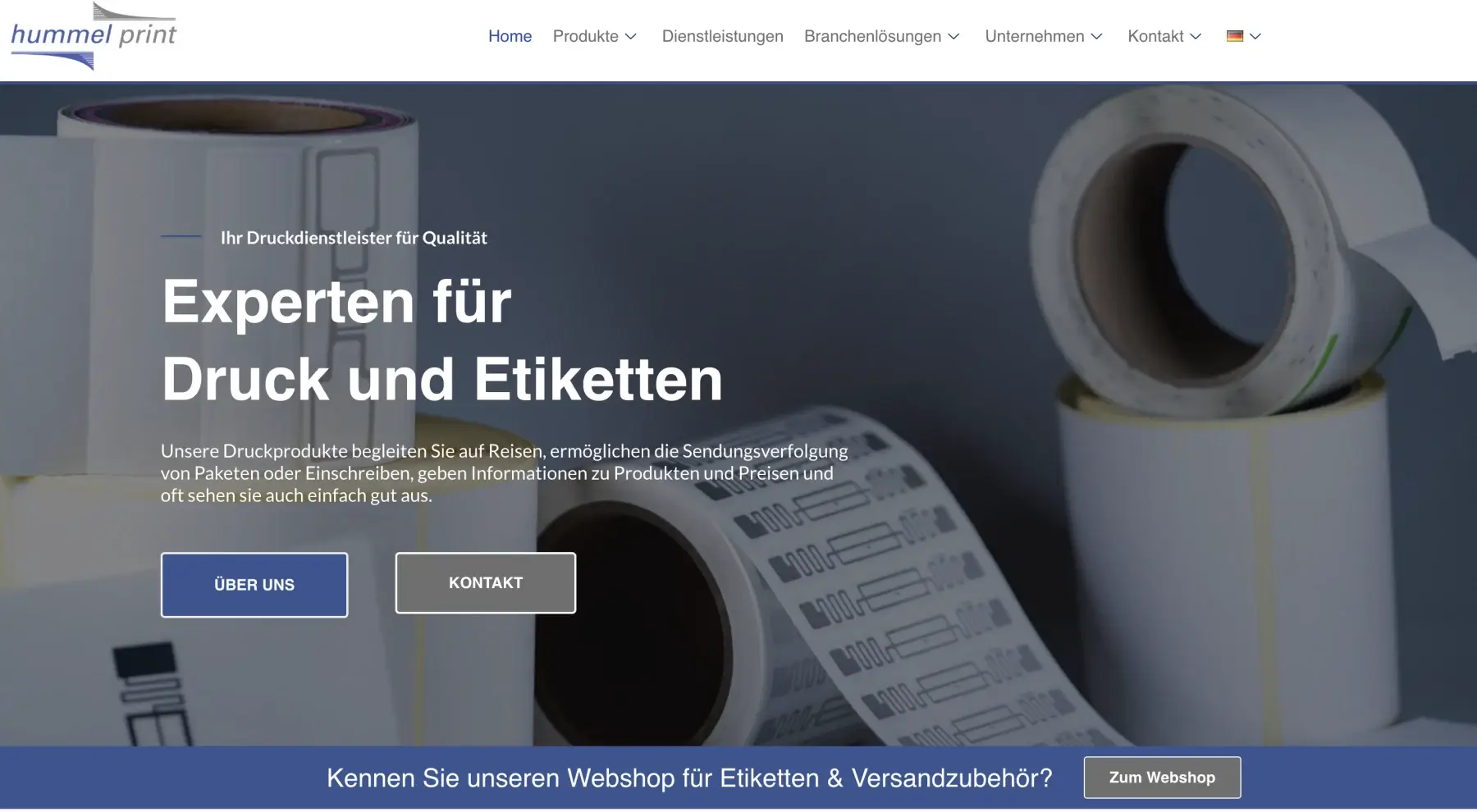 Website hummel print – Druck & Etiketten, Referenz von LEVEL21